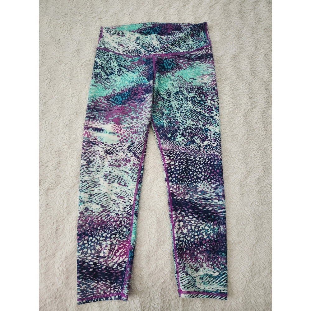 Fabletics Women's Activewear Printed Athletic Leggings Size XS Teal Purple...